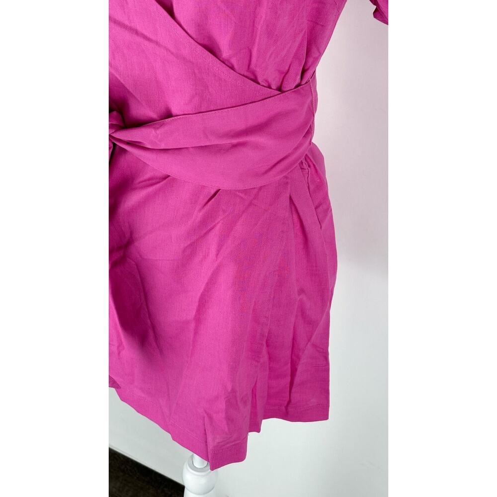 Charlie Holiday Womens Margaux Wrap Dress Short Puff Sleeve Size XS Magenta NWT - Picture 11 of 16